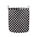 Black And White Heart Pattern Print Collapsible Laundry Basket