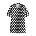 Black And White Heart Pattern Print Cotton Hawaiian Shirt