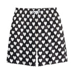 Black And White Heart Pattern Print Cotton Shorts