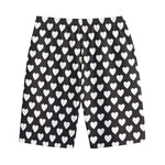 Black And White Heart Pattern Print Cotton Shorts