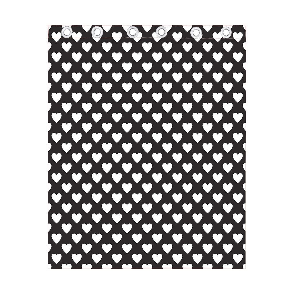 Black And White Heart Pattern Print Curtain