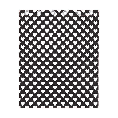 Black And White Heart Pattern Print Curtain