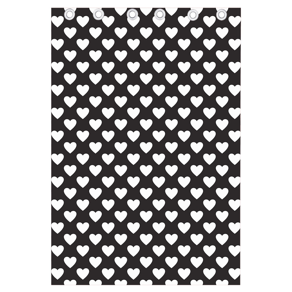 Black And White Heart Pattern Print Curtain