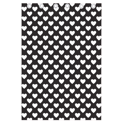 Black And White Heart Pattern Print Curtain