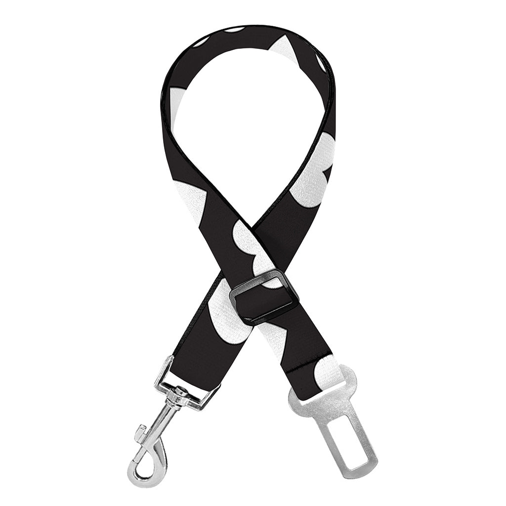 Black And White Heart Pattern Print Dog Seat Belt