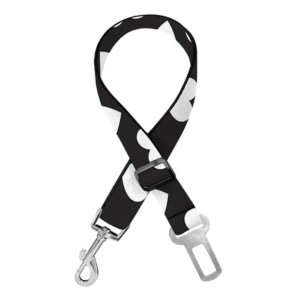 Black And White Heart Pattern Print Dog Seat Belt