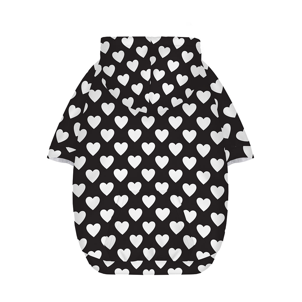 Black And White Heart Pattern Print Dog Zip Up Hoodie