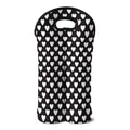 Black And White Heart Pattern Print Double Neoprene Wine Tote