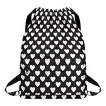 Black And White Heart Pattern Print Drawstring Backpack