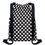 Black And White Heart Pattern Print Drawstring Backpack