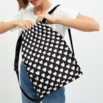 Black And White Heart Pattern Print Drawstring Backpack