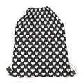 Black And White Heart Pattern Print Drawstring Bag