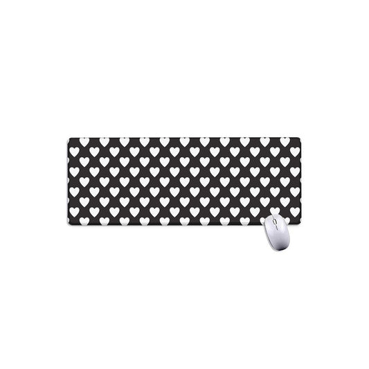 Black And White Heart Pattern Print Extended Mouse Pad