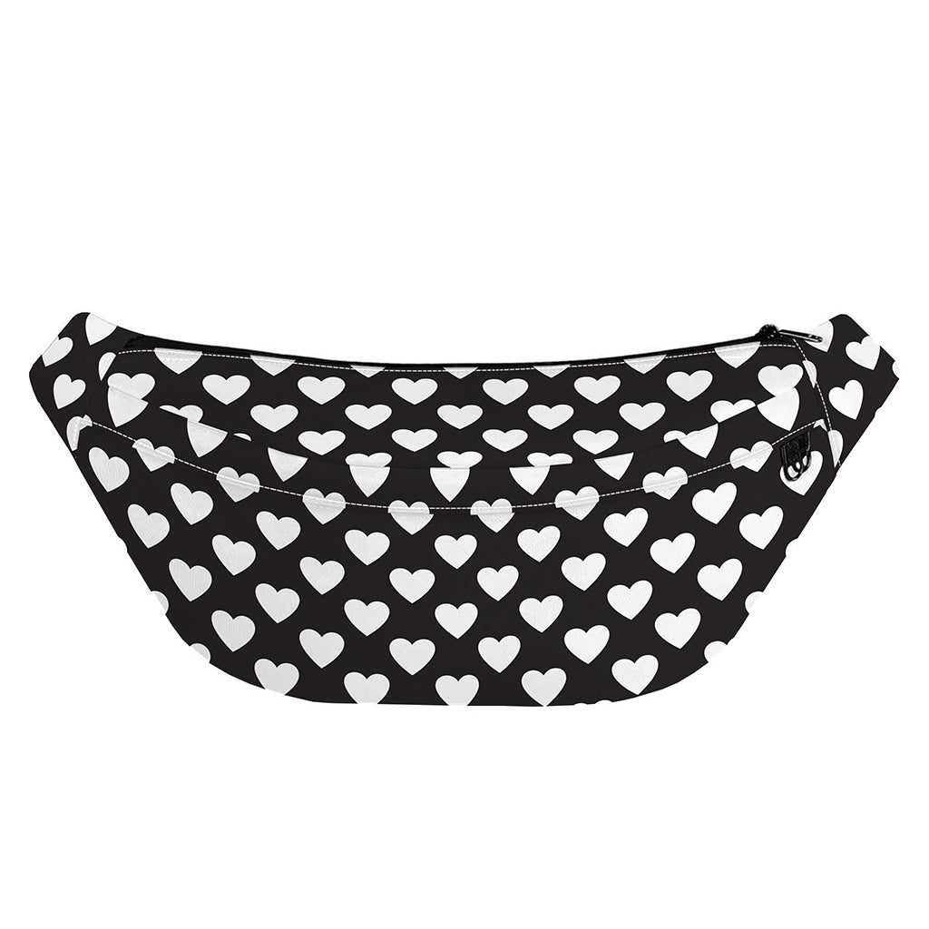 Black And White Heart Pattern Print Fanny Pack