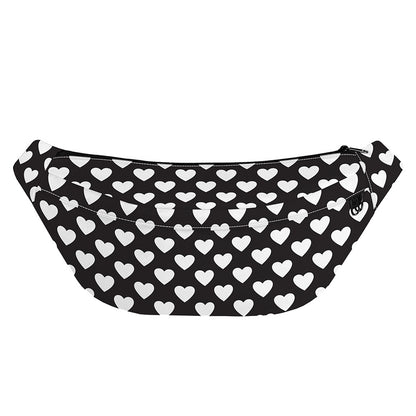 Black And White Heart Pattern Print Fanny Pack