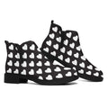 Black And White Heart Pattern Print Flat Ankle Boots