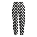 Black And White Heart Pattern Print Fleece Lined Knit Pants
