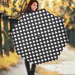 Black And White Heart Pattern Print Foldable Umbrella
