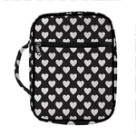 Black And White Heart Pattern Print Front Pocket Bible Bag