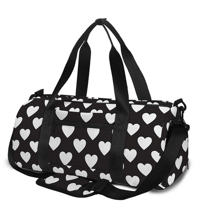 Black And White Heart Pattern Print Gym Bag