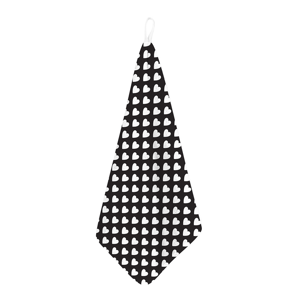 Black And White Heart Pattern Print Hand Towel