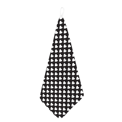 Black And White Heart Pattern Print Hand Towel