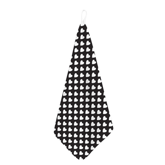 Black And White Heart Pattern Print Hand Towel