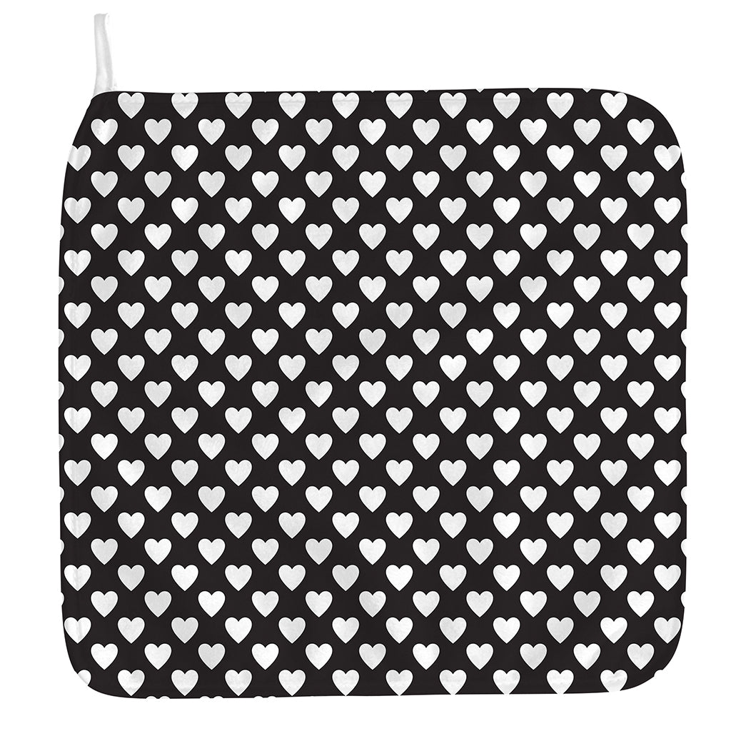 Black And White Heart Pattern Print Hand Towel