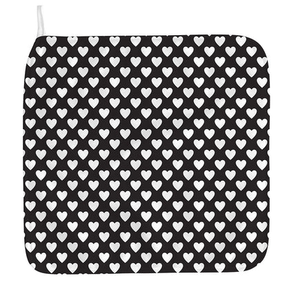 Black And White Heart Pattern Print Hand Towel