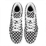Black And White Heart Pattern Print High Top Leather Sneakers