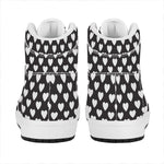 Black And White Heart Pattern Print High Top Leather Sneakers