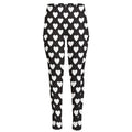 Black And White Heart Pattern Print High-Waisted Pocket Leggings