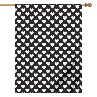 Black And White Heart Pattern Print House Flag