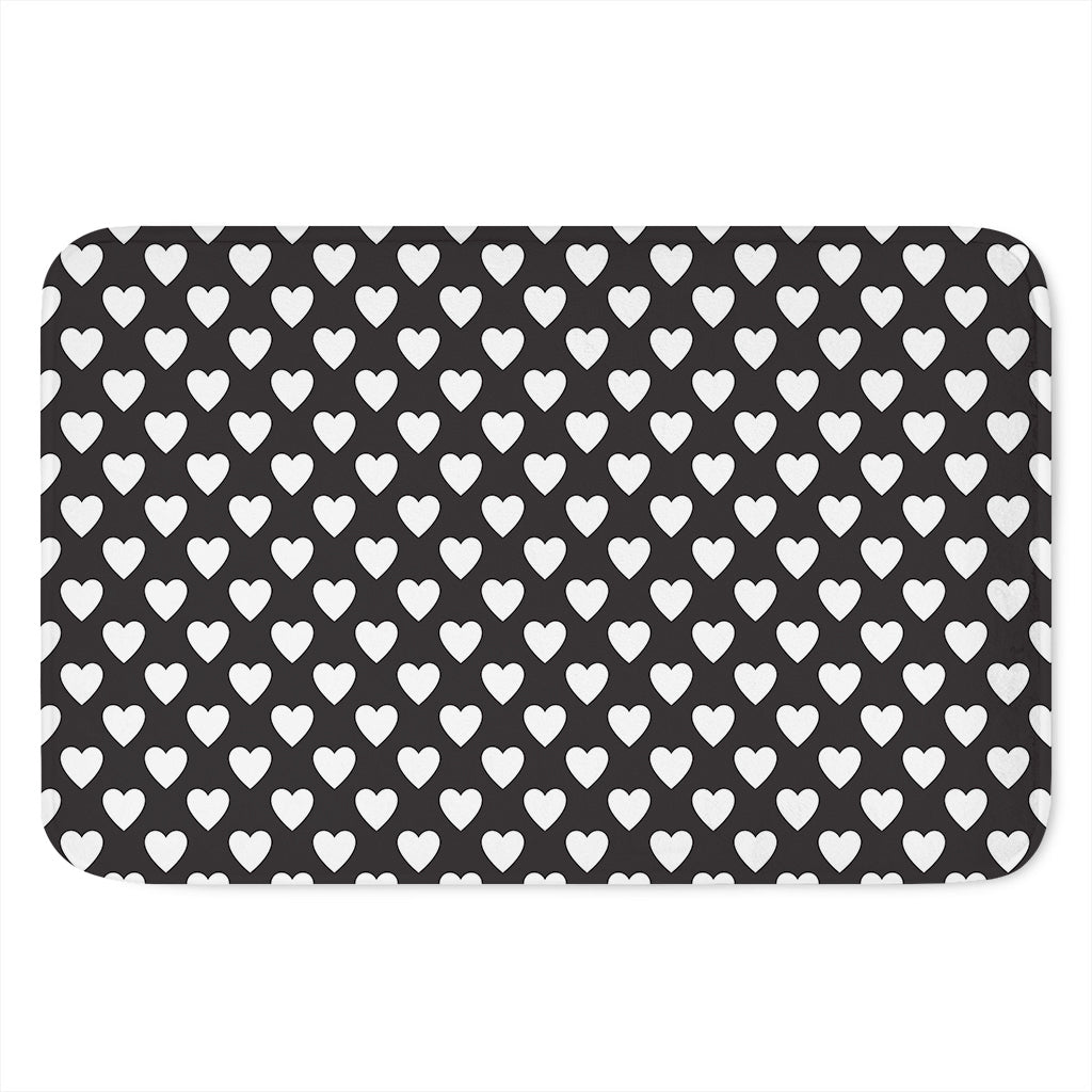 Black And White Heart Pattern Print Indoor Door Mat