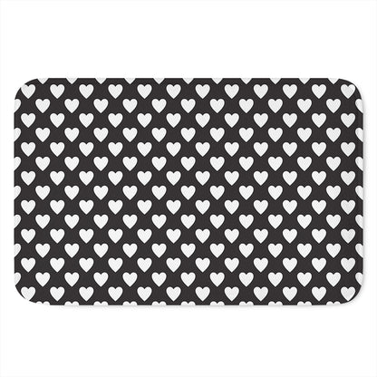 Black And White Heart Pattern Print Indoor Door Mat