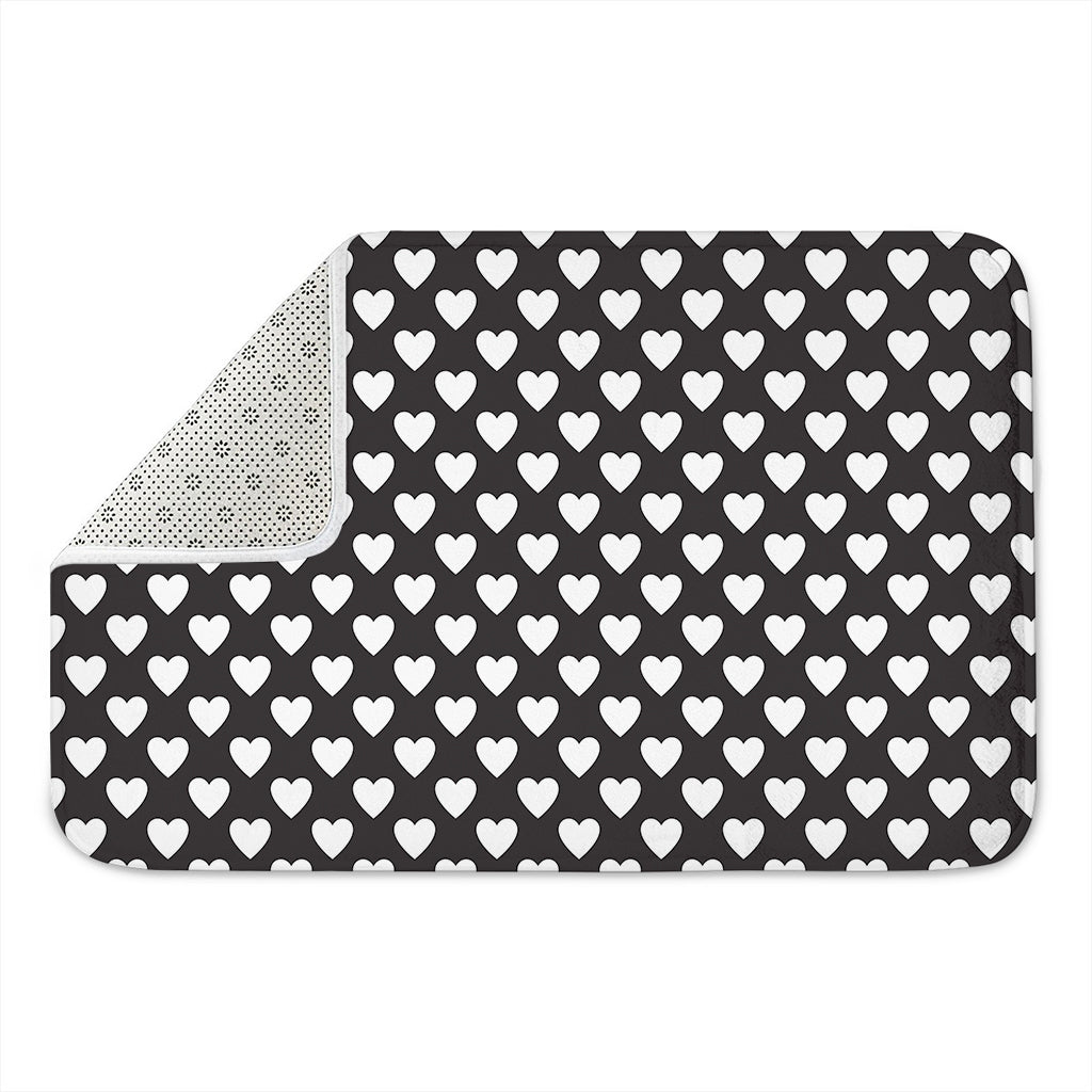 Black And White Heart Pattern Print Indoor Door Mat