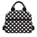 Black And White Heart Pattern Print Insulated Lunch Bag