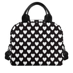 Black And White Heart Pattern Print Insulated Lunch Bag