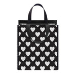 Black And White Heart Pattern Print Insulated Lunch Tote