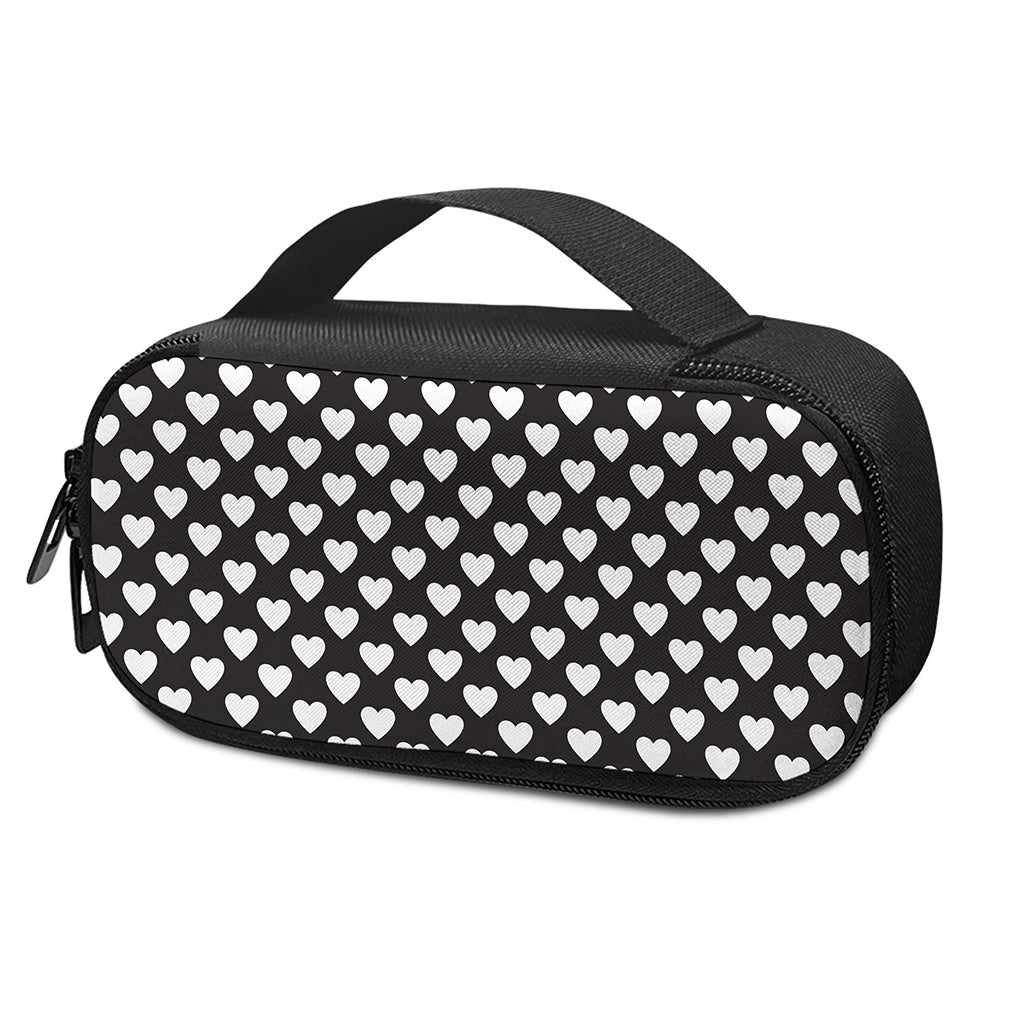 Black And White Heart Pattern Print Insulin Cooler Travel Case