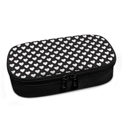 Black And White Heart Pattern Print Insulin Cooler Travel Case