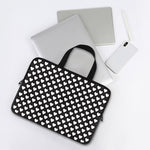 Black And White Heart Pattern Print Laptop Sleeve With Handle