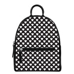 Black And White Heart Pattern Print Leather Backpack