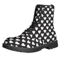 Black And White Heart Pattern Print Lace-Up Boots