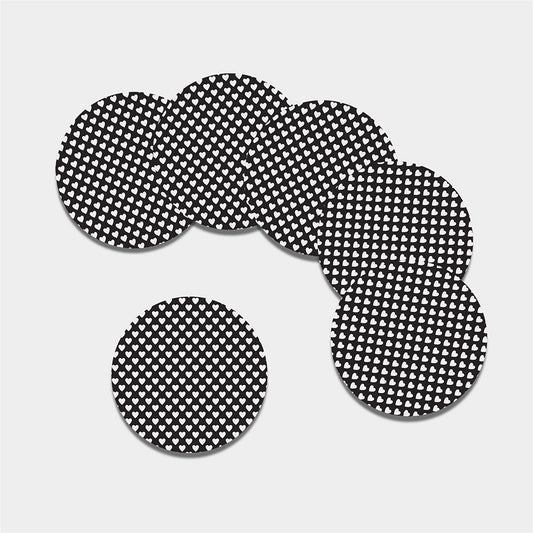 Black And White Heart Pattern Print Leather Coaster Set