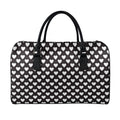 Black And White Heart Pattern Print Leather Duffel Bag