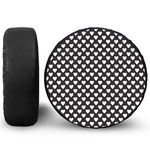 Black And White Heart Pattern Print Leather Spare Tire Cover