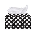Black And White Heart Pattern Print Leather Tissue Box Cover