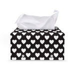 Black And White Heart Pattern Print Leather Tissue Box Cover