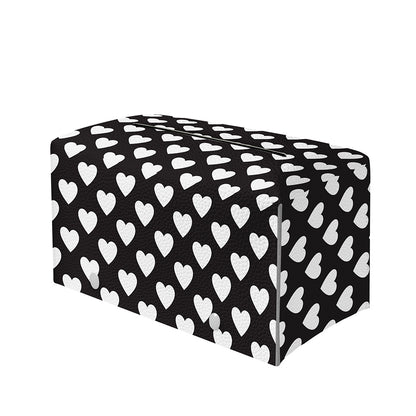 Black And White Heart Pattern Print Leather Tissue Box Cover